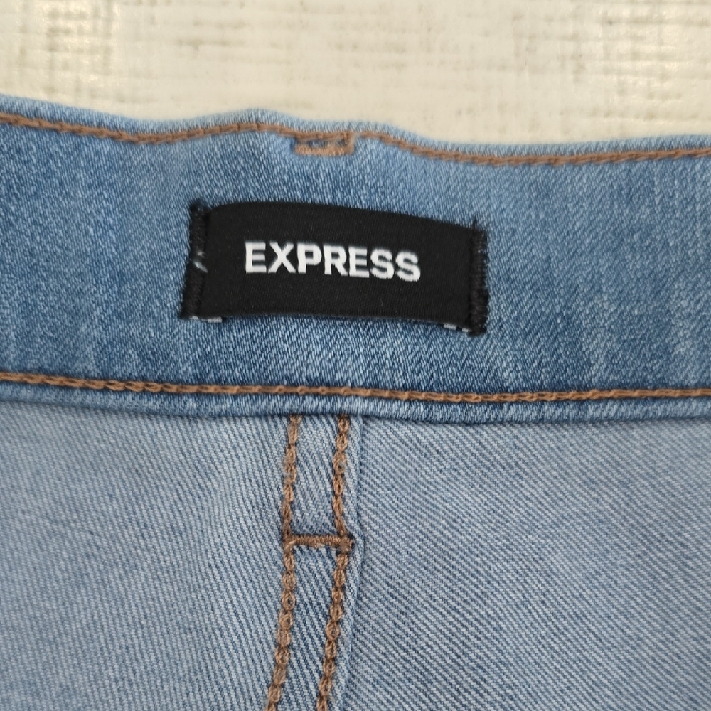 Express Light Blue Ripped Skinny Jeans - Picture 2 of 5